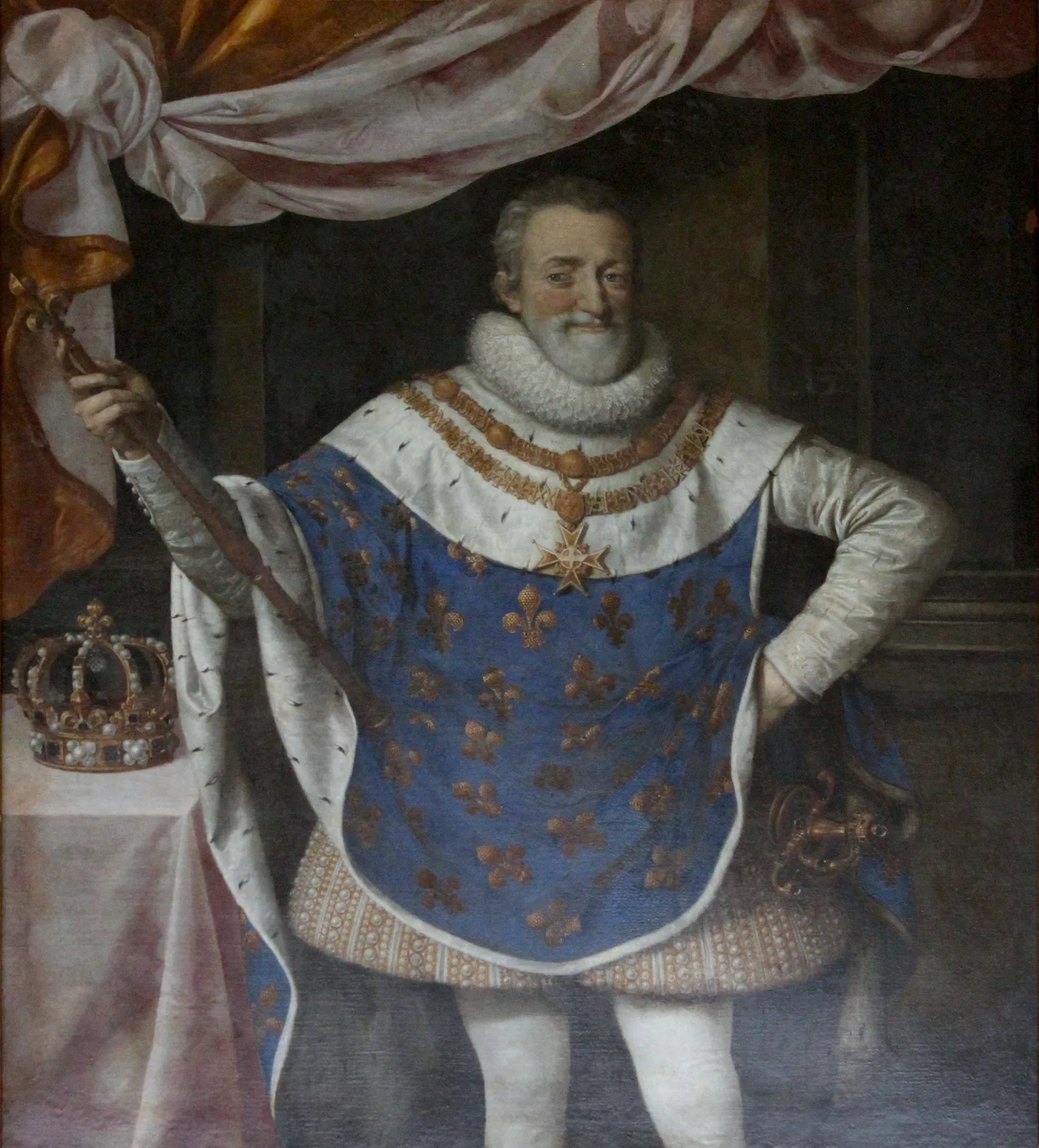 Portrait du roi Henri IV, qui signe à Nantes l'édit de pacification d'avril 1598.