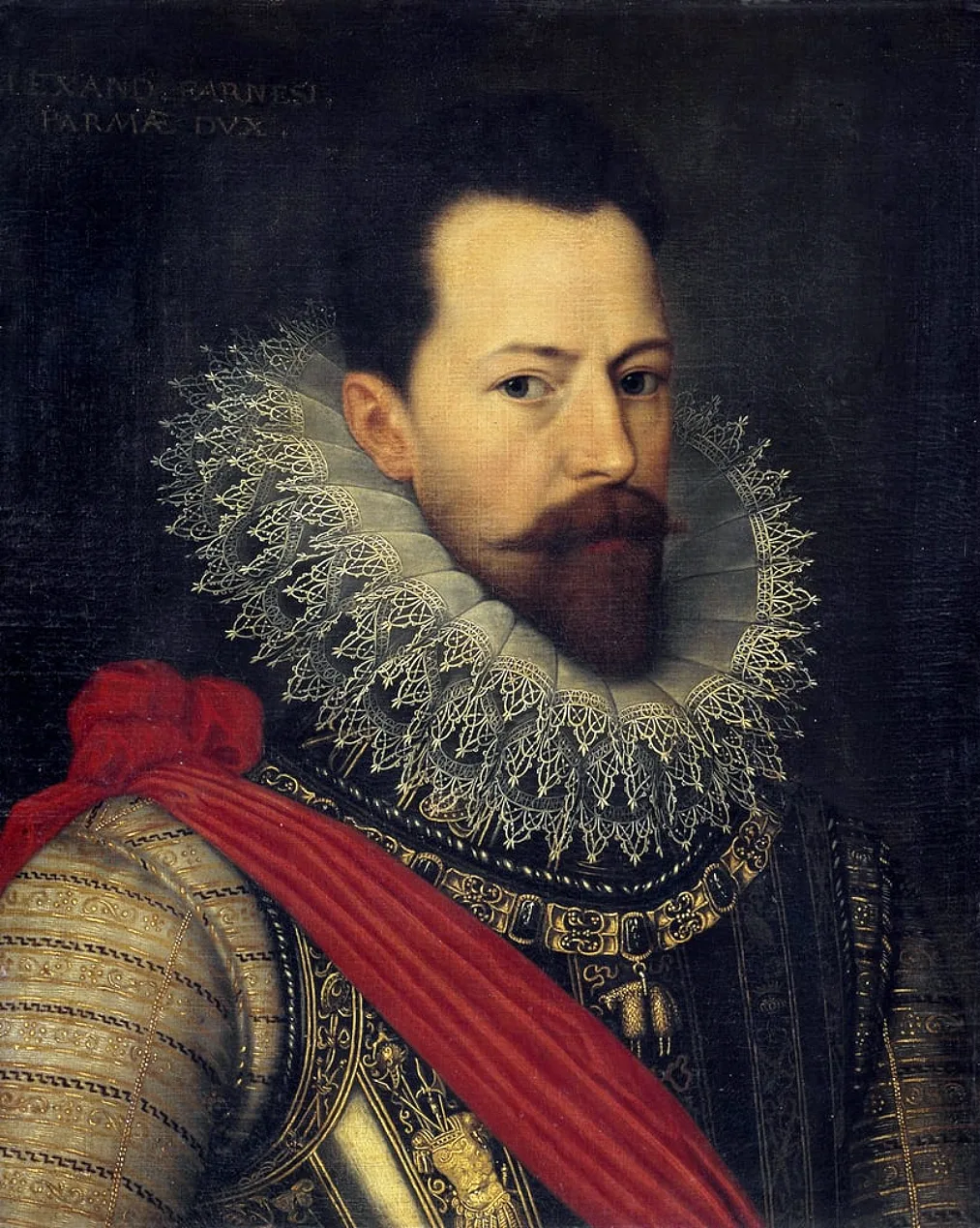 Portrait d'Alexandre Farnèse, duc de Parme, en armure, portant l'écharpe de l'ordre de la Toison d'or.