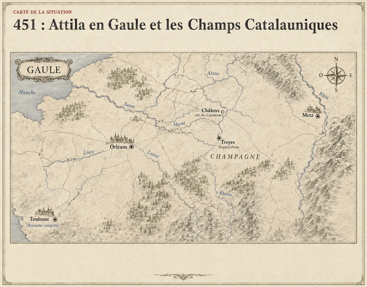 Les Champs Catalauniques — Attila arrêté en Gaule