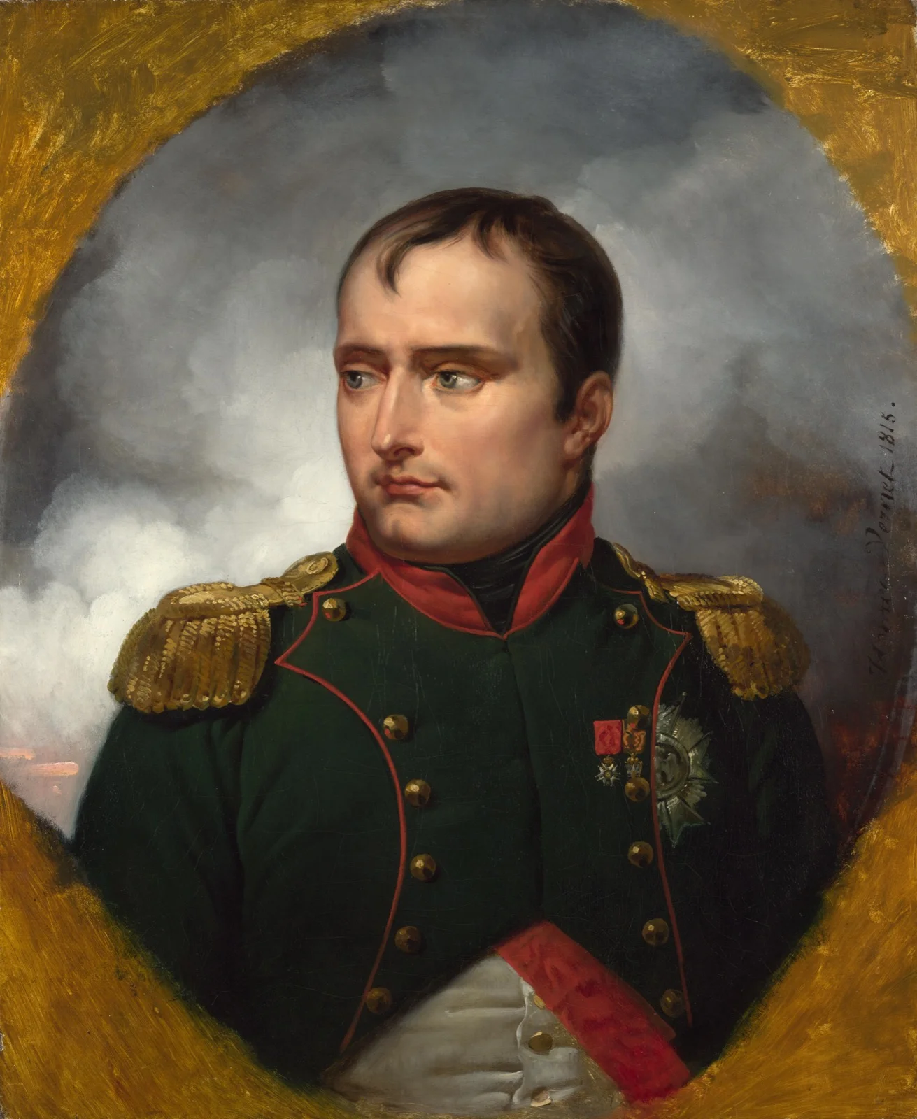 Portrait en buste de Napoléon Ier en uniforme de la Garde impériale, portant la Légion d'honneur, peint en 1815.