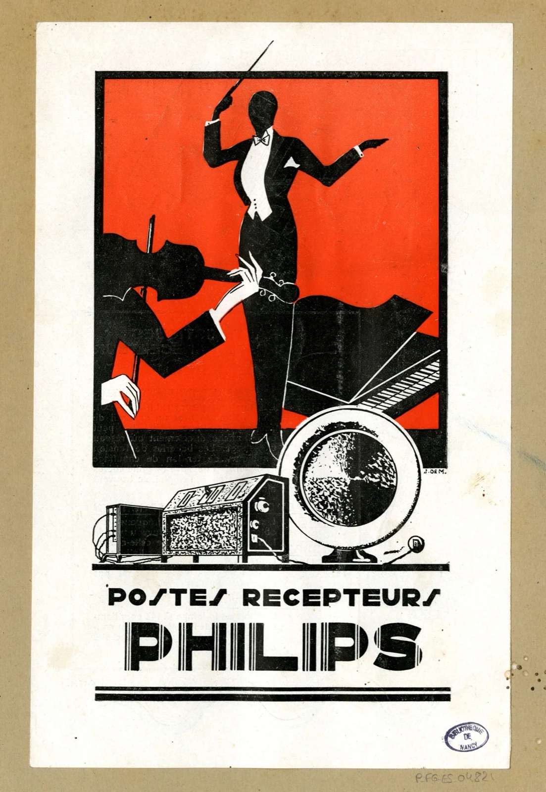 Affiche publicitaire Philips pour postes récepteurs de radio, années 1930-1940.
