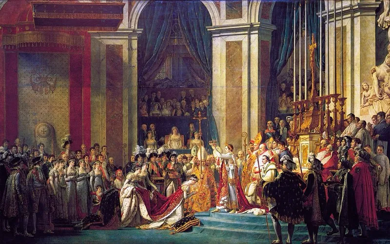 Le Sacre de Napoléon par David — l’aboutissement impérial de la période.