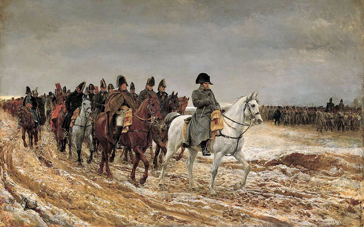 Napoleon en campagne par temps de neige.